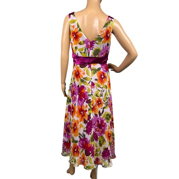 Evan-Picone Floral Fit & Flare Dress Bold Print Spring Style Wedding Season 10 - Picture 3 of 9